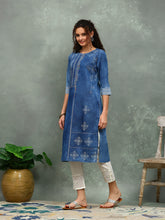 Printed Denim Kurta